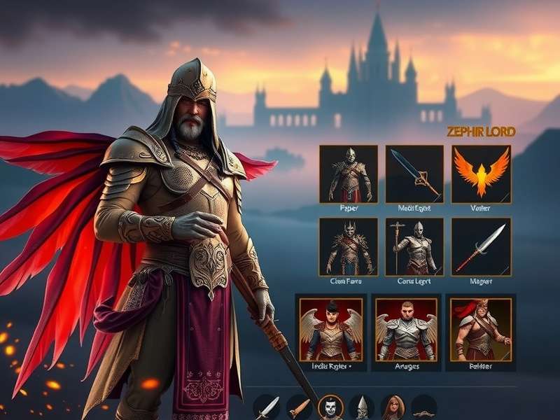 Zephyr Lord game hero image showing epic fantasy battle